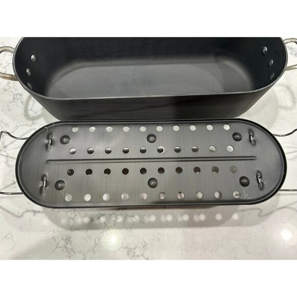 Magnalite GHC Professional 19" Fish Poacher Trivet & Lid Anodized Aluminum USA - Picture 5 of 10